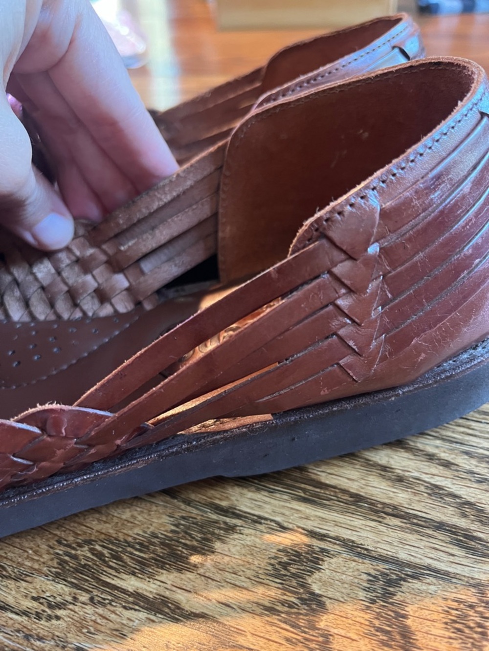 Men's Brown Woven Leather Slip-On Huarache Loafers SZ 12 - Picture 7 of 14